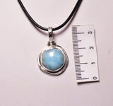 LARIMAR CIRCLE PENDENT set in STERLING SILVER J132