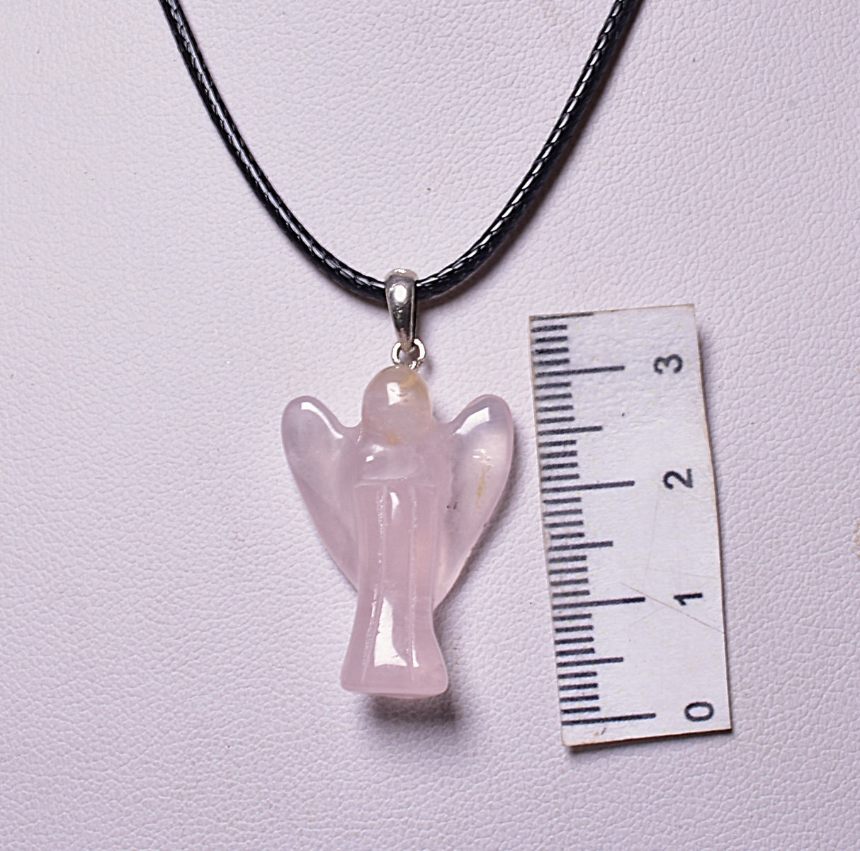 ROSE QUARTZ ANGEL CARVED PENDANT J135