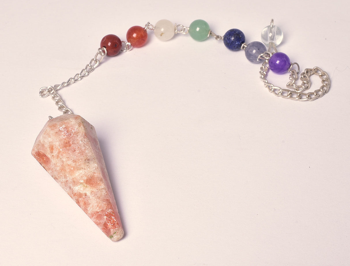 SUNSTONE PENDULUM with CHAKRA CHAIN J140