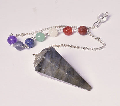LABRADORITE PENDULUM with CHAKRA CHAIN J142
