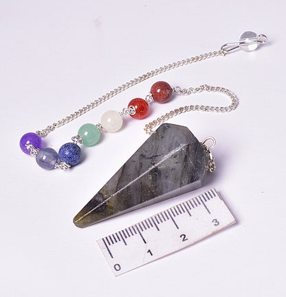 LABRADORITE PENDULUM with CHAKRA CHAIN J142