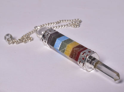 CHAKRA CRYSTAL QUARTZ PENDULUM J144