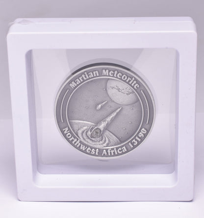 MARTIAN METEORITE in COLLECTORS COIN, NORTH WEST AFRICA 13190 MT188