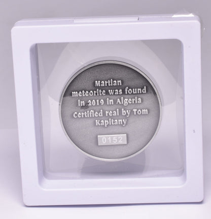 MARTIAN METEORITE in COLLECTORS COIN, NORTH WEST AFRICA 13190 MT188