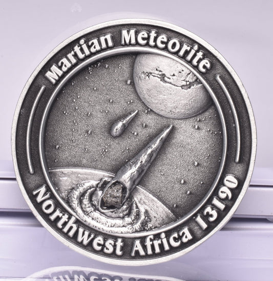 MARTIAN METEORITE in COLLECTORS COIN, NORTH WEST AFRICA 13190 MT188