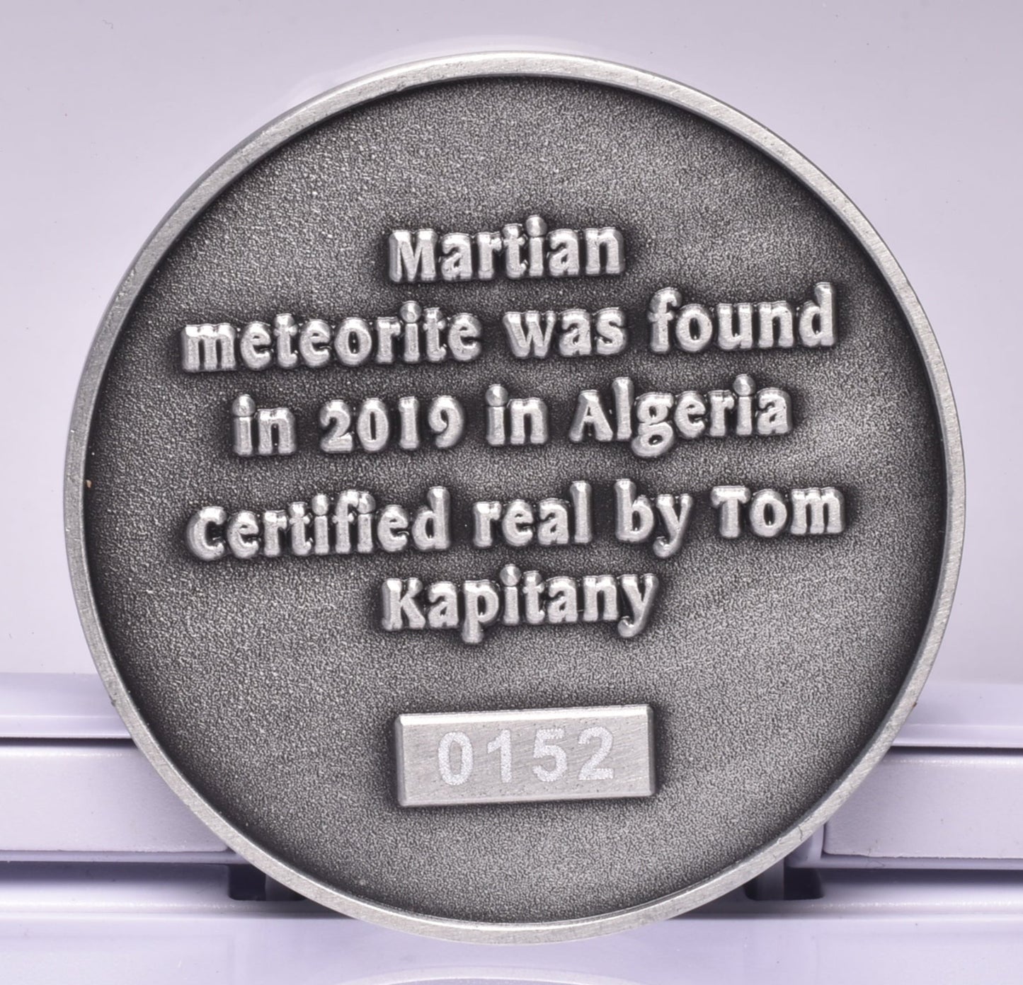 MARTIAN METEORITE in COLLECTORS COIN, NORTH WEST AFRICA 13190 MT188