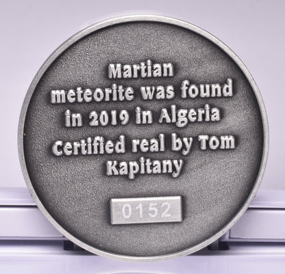 MARTIAN METEORITE in COLLECTORS COIN, NORTH WEST AFRICA 13190 MT188