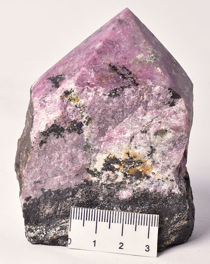 RHODONITE 6 SIDED CARVED POINT, ROUGH BASE P325