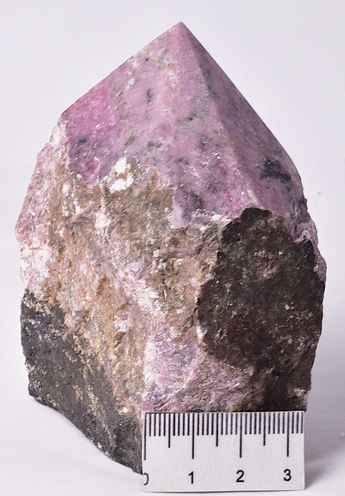 RHODONITE 6 SIDED CARVED POINT, ROUGH BASE P325