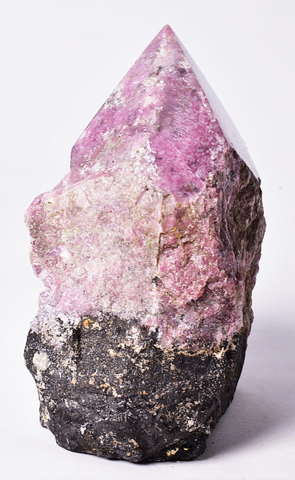RHODONITE 6 SIDED CARVED POINT, ROUGH BASE P325