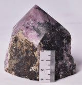 RHODONITE 6 SIDED CARVED POINT, ROUGH BASE P326
