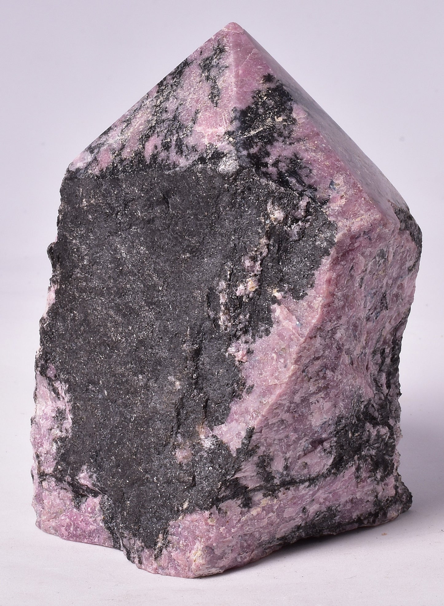 RHODONITE 6 SIDED CARVED POINT, ROUGH BASE P327