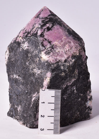 RHODONITE 6 SIDED CARVED POINT, ROUGH BASE P327