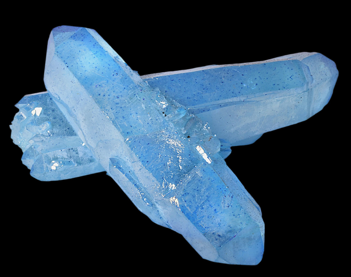 BLUE TITANIUM AURA QUARTZ POINT CLUSTER P2055