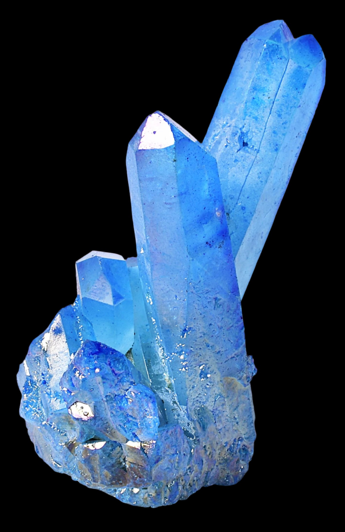 BLUE TITANIUM AURA QUARTZ POINT CLUSTER P440