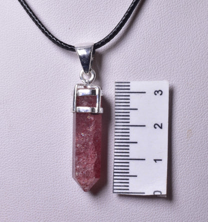 STAWBERRY QUARTZ POINT PENDANT set in STERLING SILVER J152