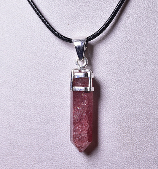 STAWBERRY QUARTZ POINT PENDANT set in STERLING SILVER J152