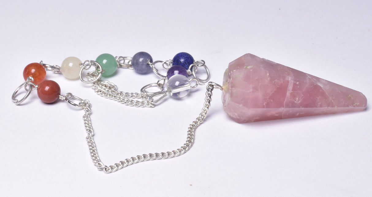 CHAKRA CRYSTAL ROSE QUARTZ PENDULUM P239