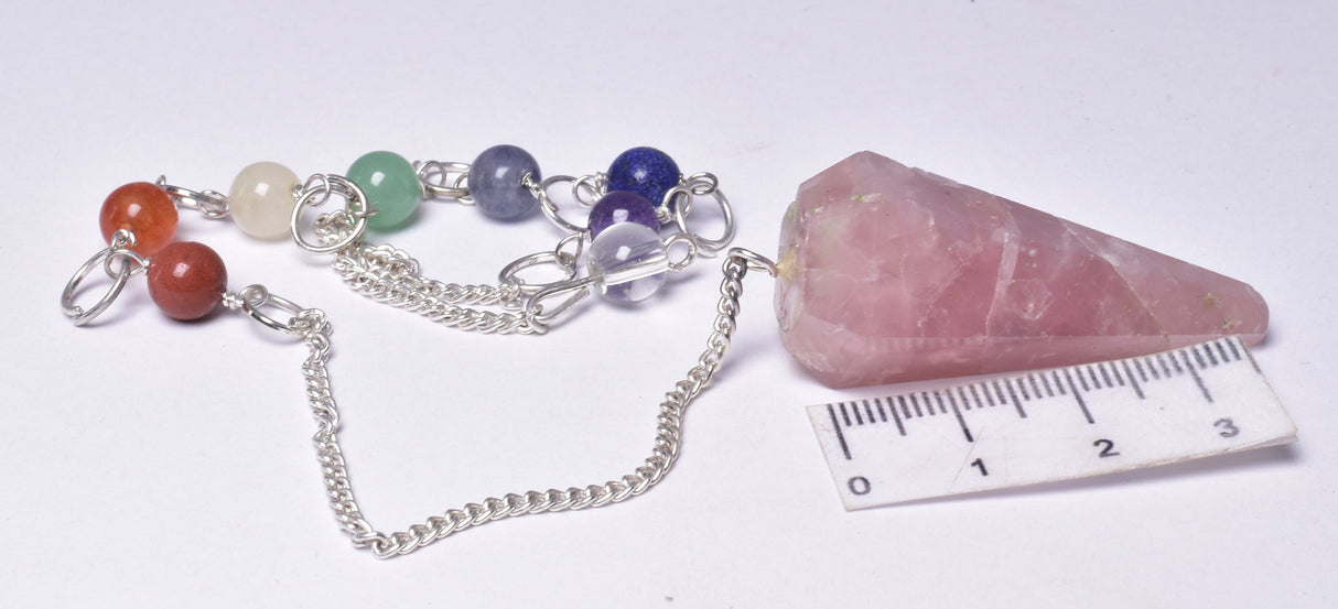 CHAKRA CRYSTAL ROSE QUARTZ PENDULUM P239