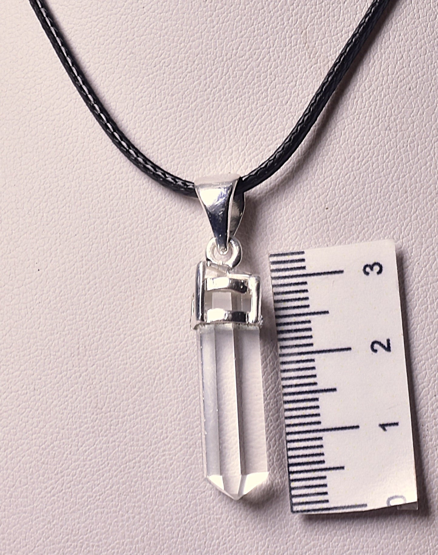 CLEAR QUARTZ POINT PENDANT set in STERLING SILVER J157