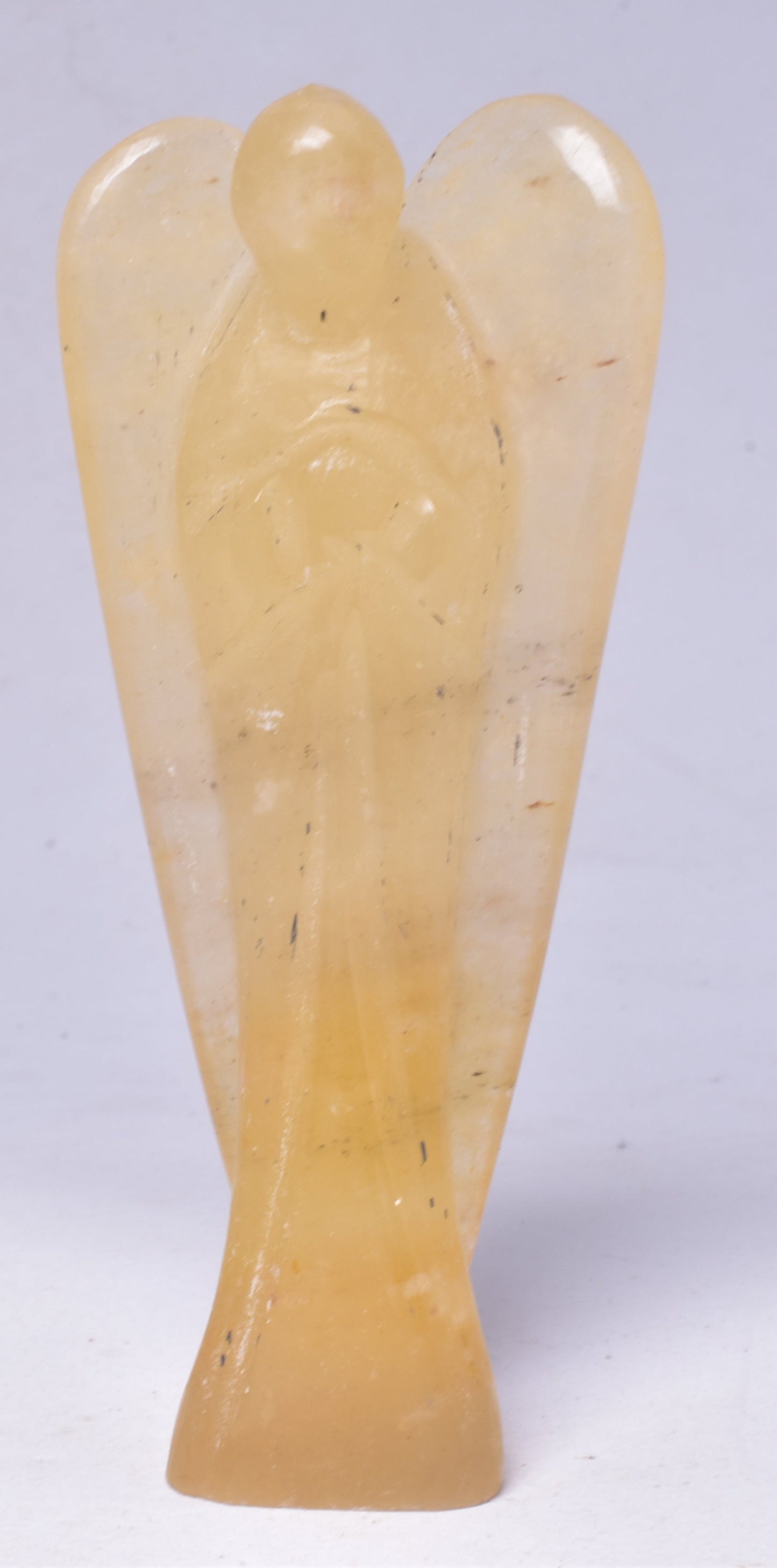 ORANGE CALCITE CRYSTAL ANGEL CARVING P34