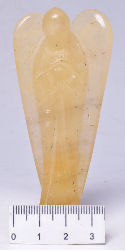ORANGE CALCITE CRYSTAL ANGEL CARVING P34
