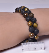 TIGER EYE AND LAVA STONE POLISHED BEADED CRYSTAL BRACELET J193
