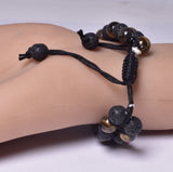 TIGER EYE AND LAVA STONE POLISHED BEADED CRYSTAL BRACELET J193