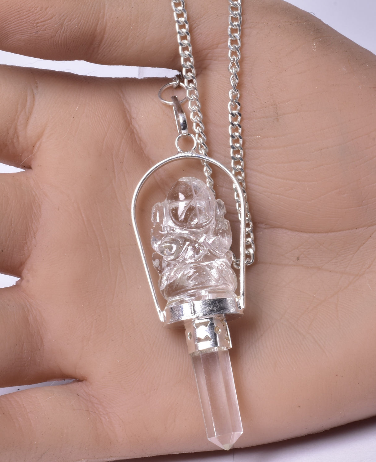 CLEAR QUARTZ GANESHA and QUARTZ POINT PENDULUM  P256