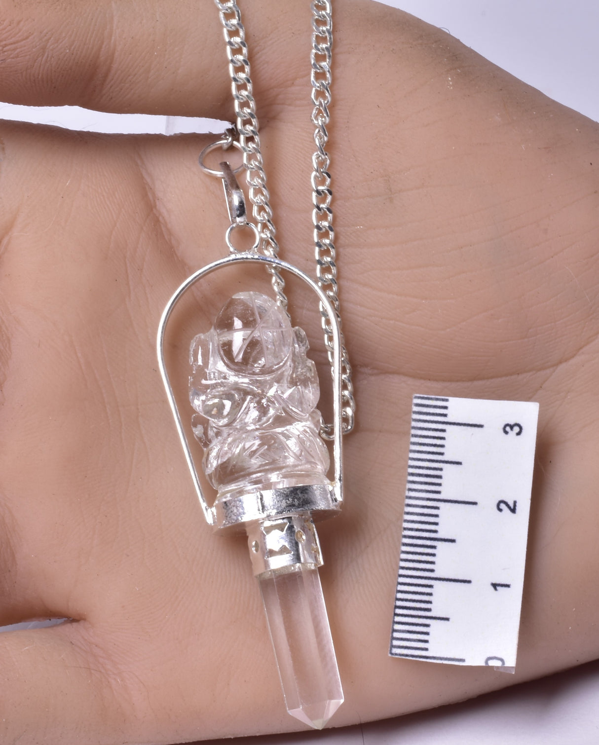 CLEAR QUARTZ GANESHA and QUARTZ POINT PENDULUM  P256