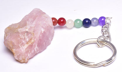 CHAKRA AND ROSE QUARTZ KEY RING P824