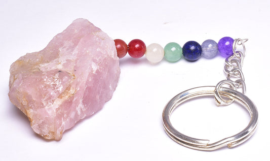 CHAKRA AND ROSE QUARTZ KEY RING P824