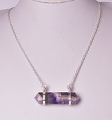 AMETHYST DOUBLE TERMINATED POINT PENDANT J01