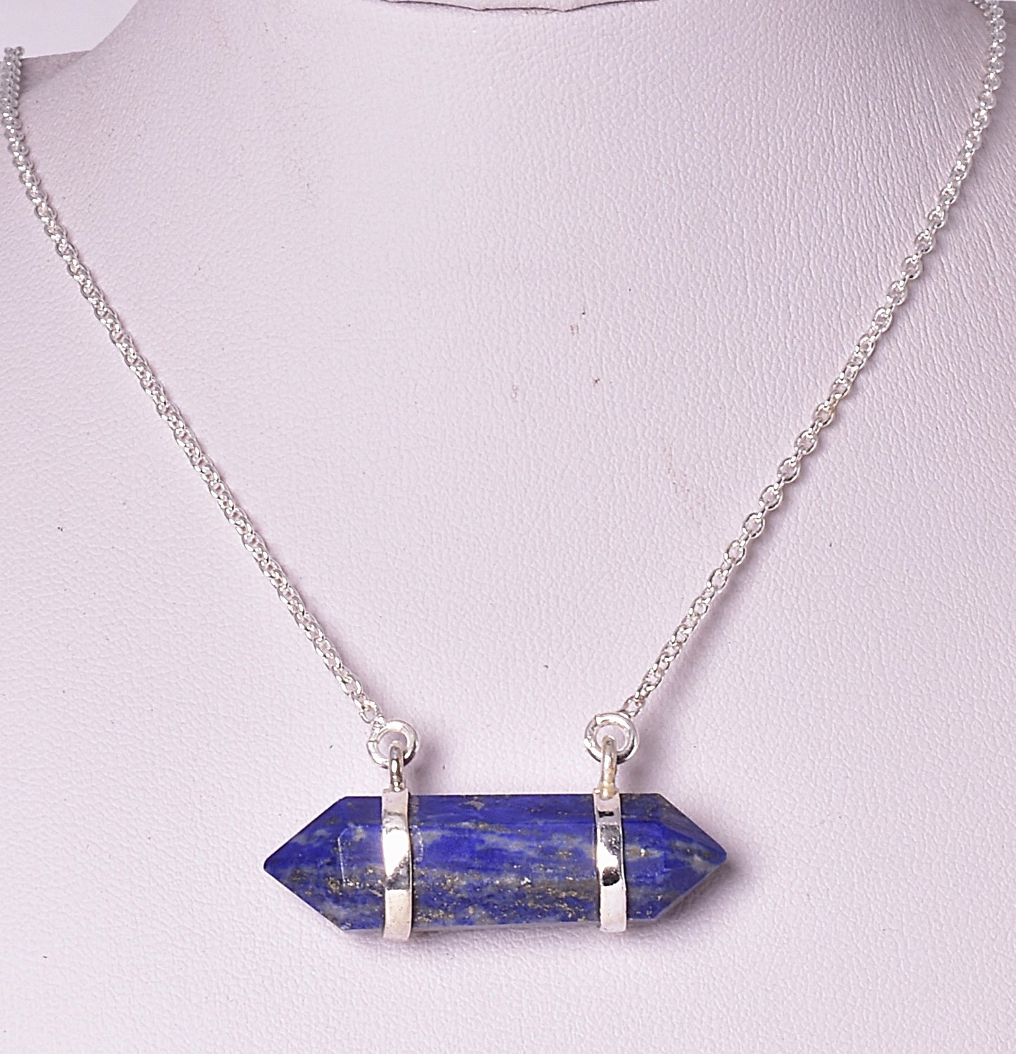 LAPIS LAZULI DOUBLE TERMINATED POINT PENDANT J02