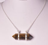 TIGER EYE, DOUBLE TERMINATED POINT PENDANT J03