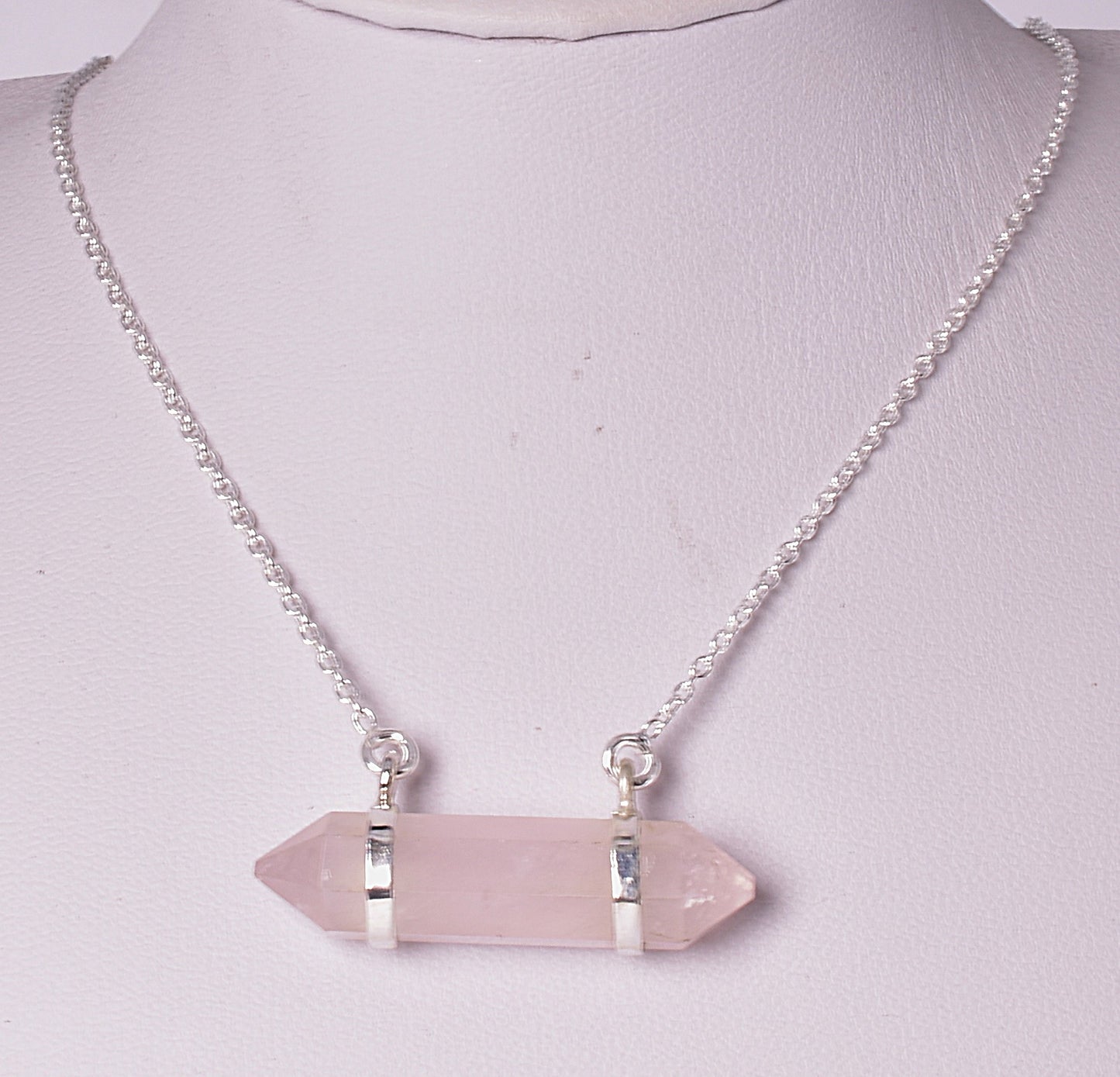 ROSE QUARTZ, DOUBLE TERMINATED POINT PENDANT J06