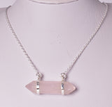 ROSE QUARTZ, DOUBLE TERMINATED POINT PENDANT J06
