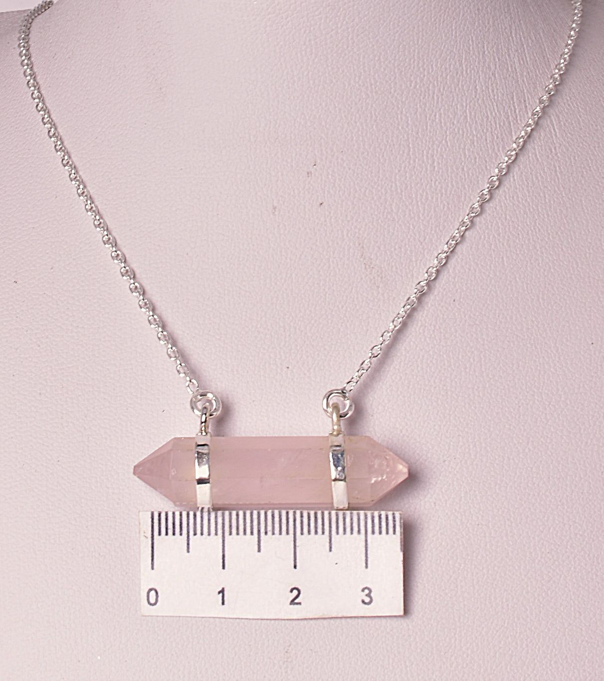 ROSE QUARTZ, DOUBLE TERMINATED POINT PENDANT J06