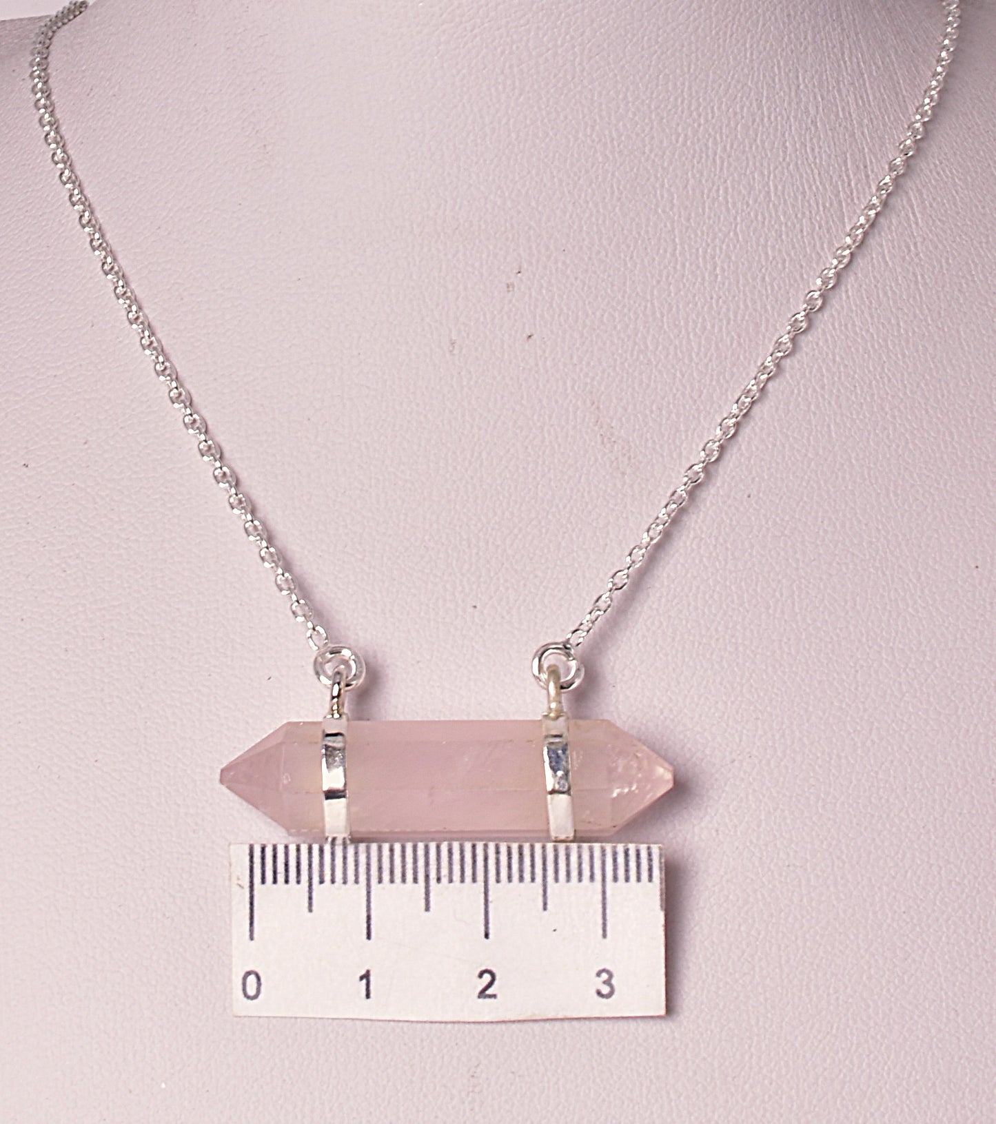 ROSE QUARTZ, DOUBLE TERMINATED POINT PENDANT J06
