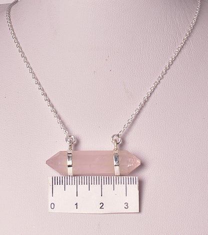 ROSE QUARTZ, DOUBLE TERMINATED POINT PENDANT J06