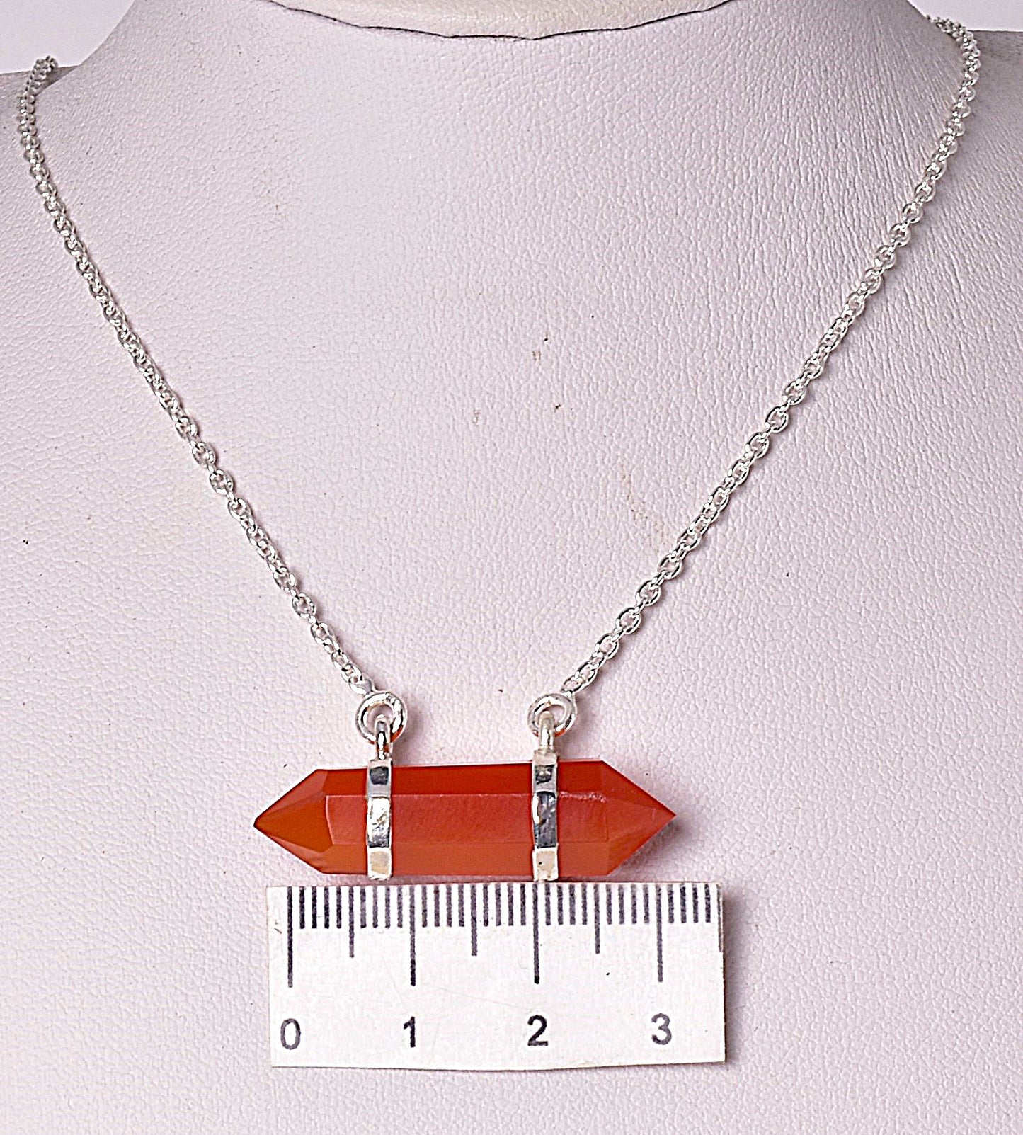 CARNELIAN, DOUBLE TERMINATED POINT PENDANT J12