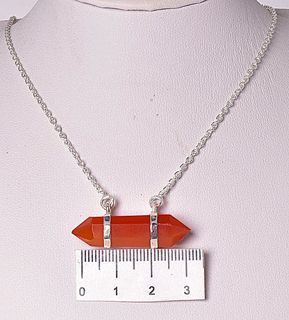 CARNELIAN, DOUBLE TERMINATED POINT PENDANT J12