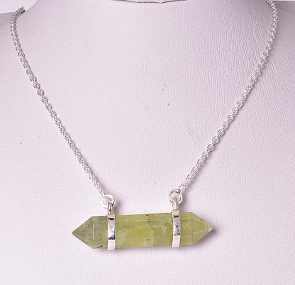 PREHNITE DOUBLE TERMINATED POINT PENDANT J26