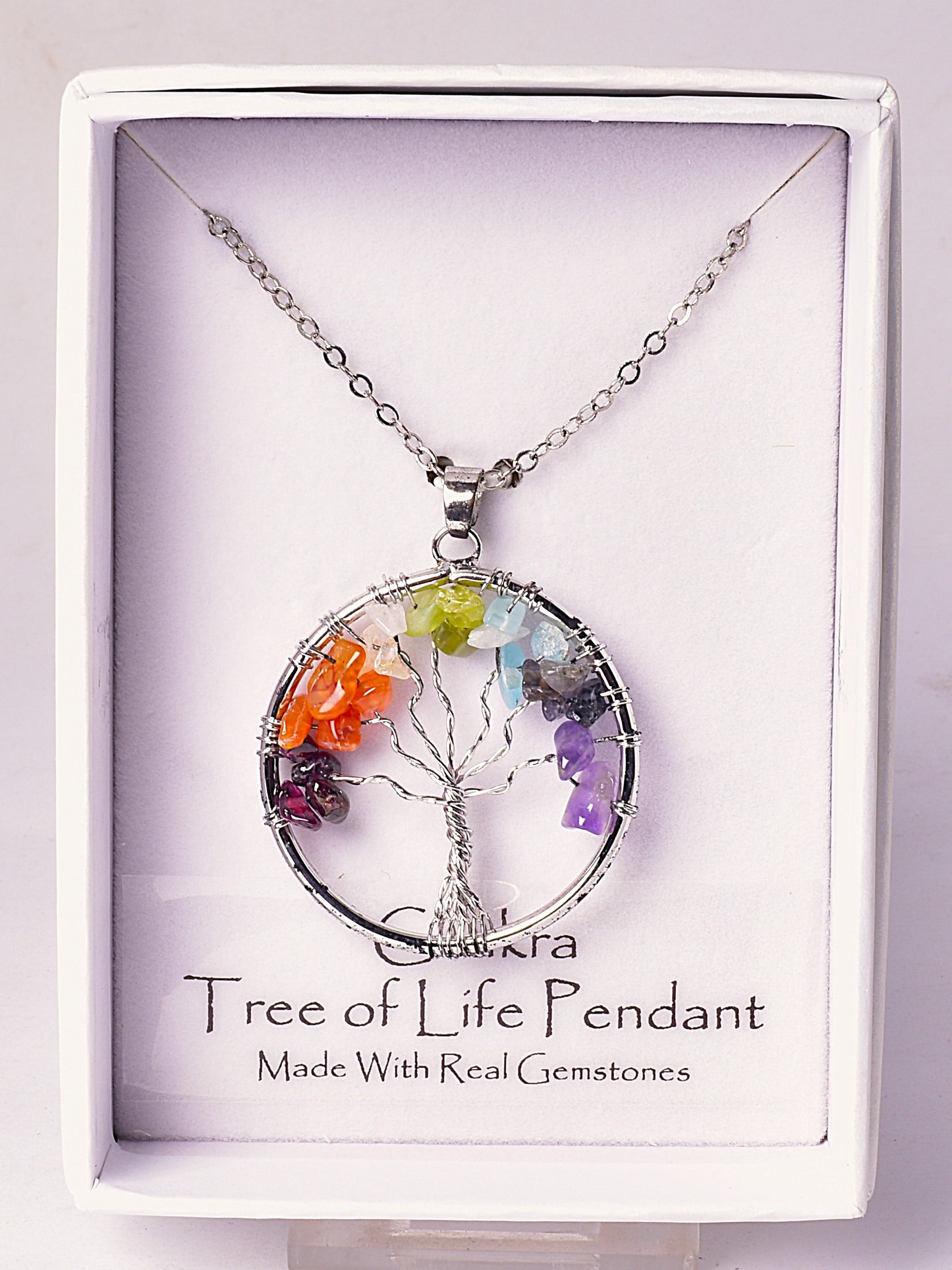 CHAKRA TREE OF LIFE CRYSTAL PENDANT J21