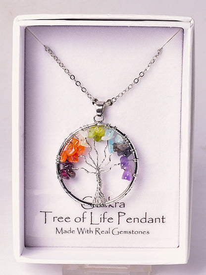 CHAKRA TREE OF LIFE CRYSTAL PENDANT J21