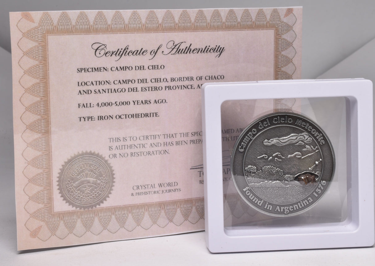 CAMPO DEL CIELO METEORITE SET in COLLECTORS COIN NUMBER 0035 MT225