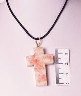 SUNSTONE CROSS PENDANT on cord J34