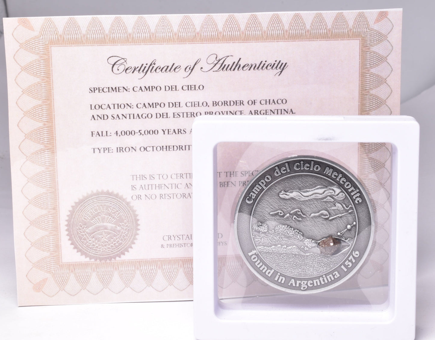 CAMPO DEL CIELO METEORITE SET in COLLECTORS COIN NUMBER 0049 MT231