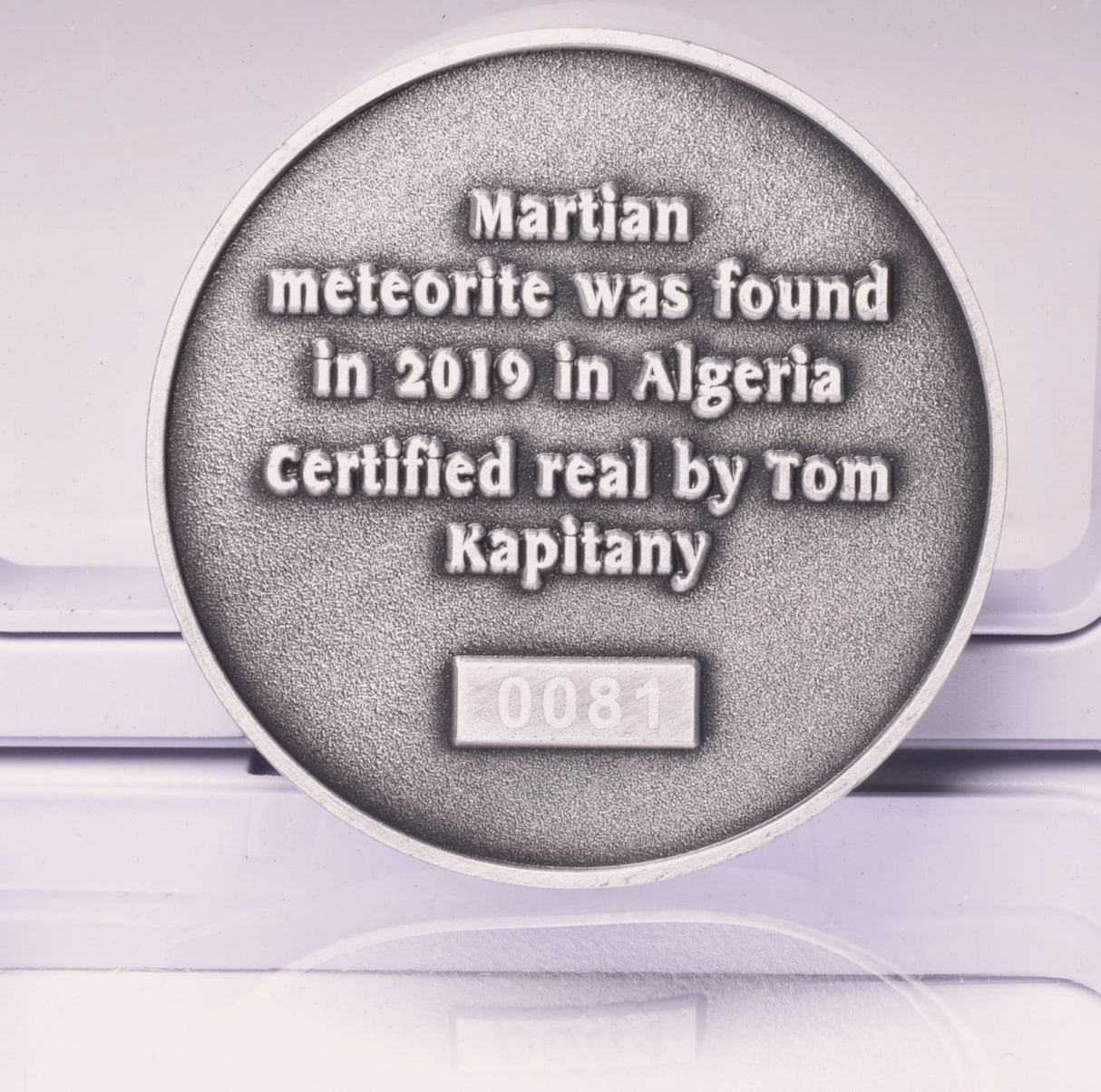 MARTIAN METEORITE in COLLECTORS COIN, NORTH WEST AFRICA 13190 MT232