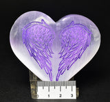 SELENITE PUFFY HEART with CARVED ANGEL WINGS P2017